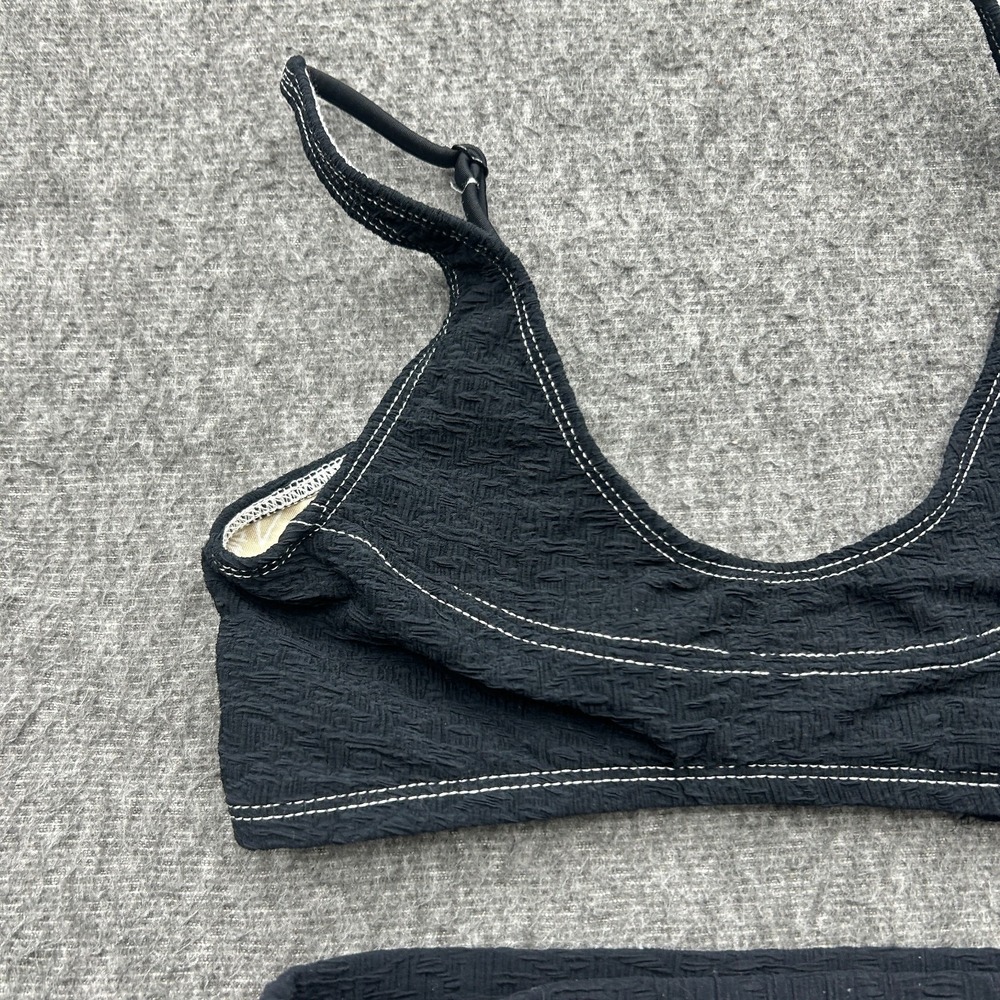 Free People Free-est Farrah Dylan Bikini Set XS/S Black Textured Swimsuit - Picture 2 of 10